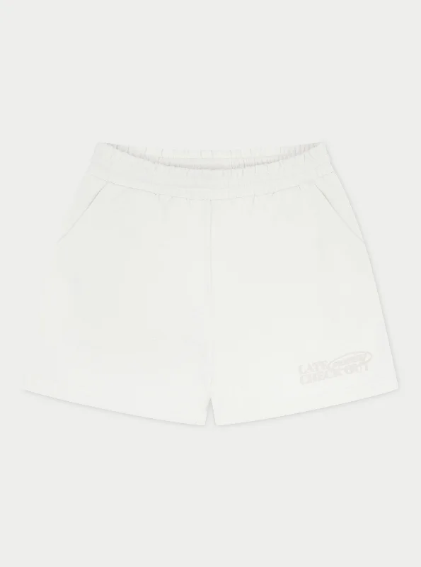 Twill Women Shorts with a Smooth Texture and DurabilityLATE CHECKOUT SHORTS - OFF WHITE Twill Women Shorts with a Smooth Texture and DurabilityLATE CHECKOUT SHORTS - OFF WHITE