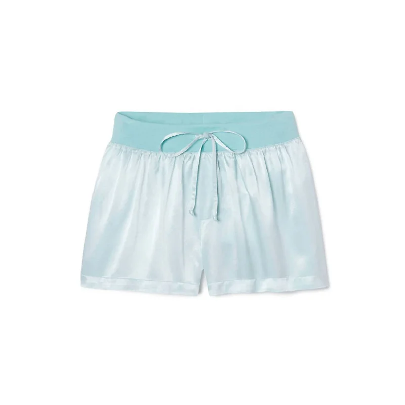 Leather Look Women Shorts for an Edgy and Chic StyleMikel Satin Boxer Short With Draw String In Aqua Leather Look Women Shorts for an Edgy and Chic StyleMikel Satin Boxer Short With Draw String In Aqua