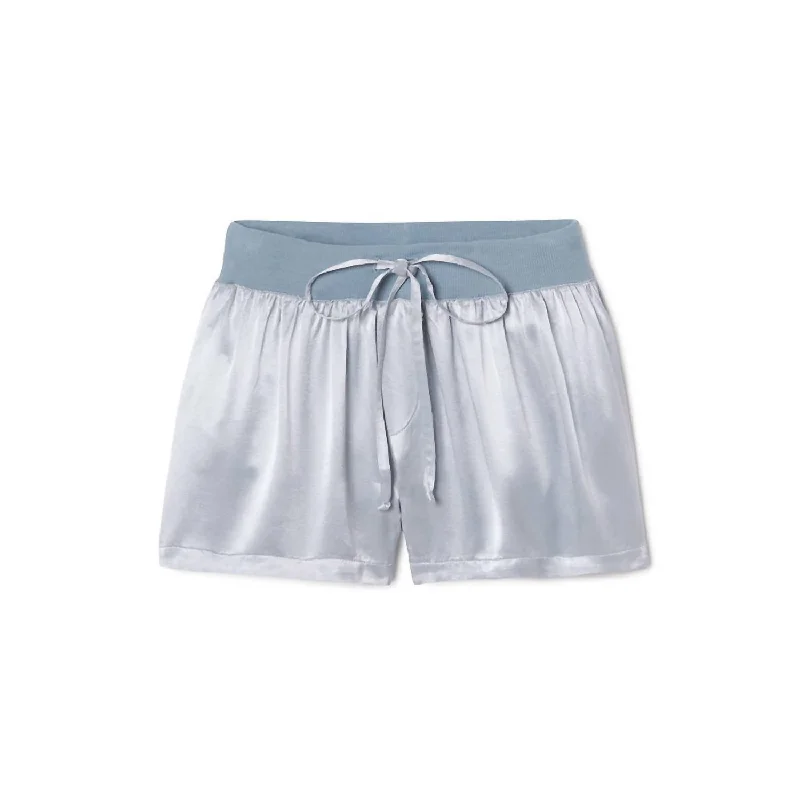 Twill Women Shorts with a Smooth Texture and DurabilityMikel Satin Boxer Short With Draw String In Morning Blue Twill Women Shorts with a Smooth Texture and DurabilityMikel Satin Boxer Short With Draw String In Morning Blue