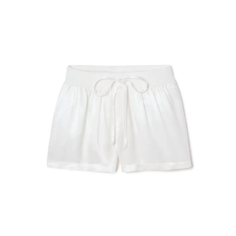 Stretchable Women Shorts for Maximum MobilityMikel Satin Boxer Short With Draw String In Pearl