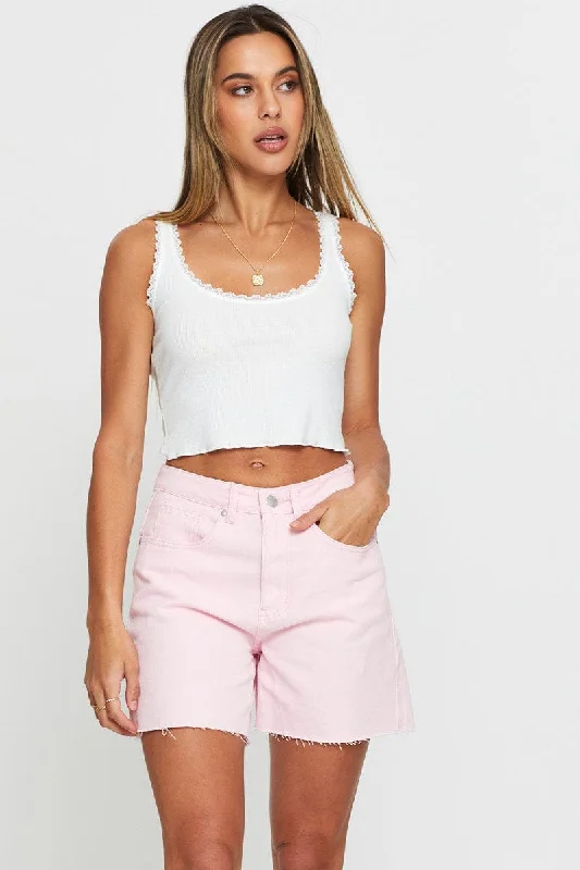 Embroidered Women Shorts with Intricate DesignsPink High Rise Denim Shorts
