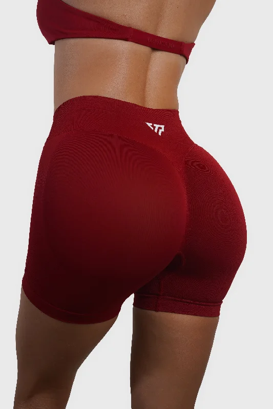 Cuffed Women Shorts for a Laid - Back and Trendy LookRECOIL SCRUNCH SHORTS - Dark Red