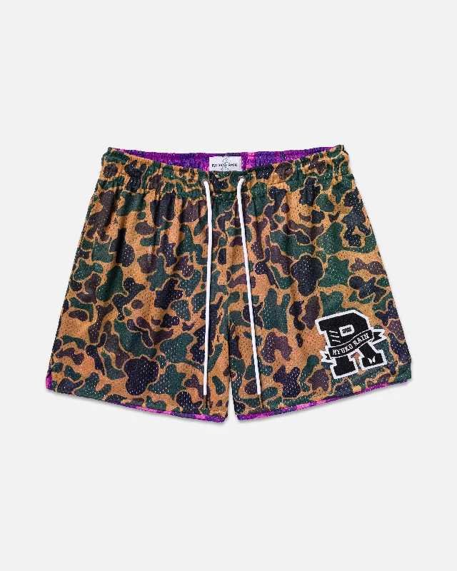 Leather Look Women Shorts for an Edgy and Chic StyleREVERSIBLE CAMO SHORTS - DUCK