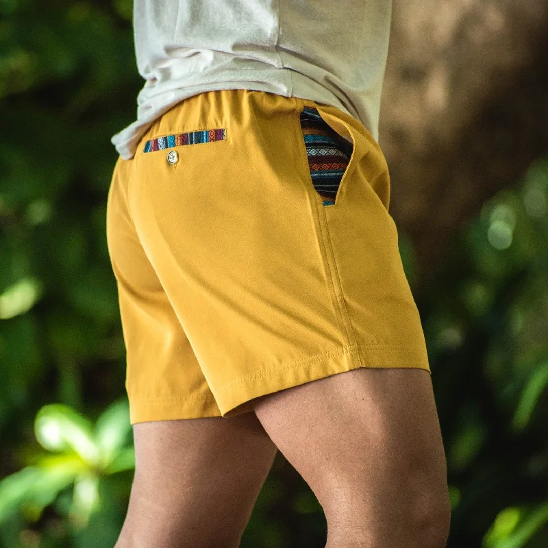 Patterned Geometric Women Shorts for a Modern AppealSapien 2.0 Short (Casual Stretch) - Mustard 5" & 7" Patterned Geometric Women Shorts for a Modern AppealSapien 2.0 Short (Casual Stretch) - Mustard 5" & 7"