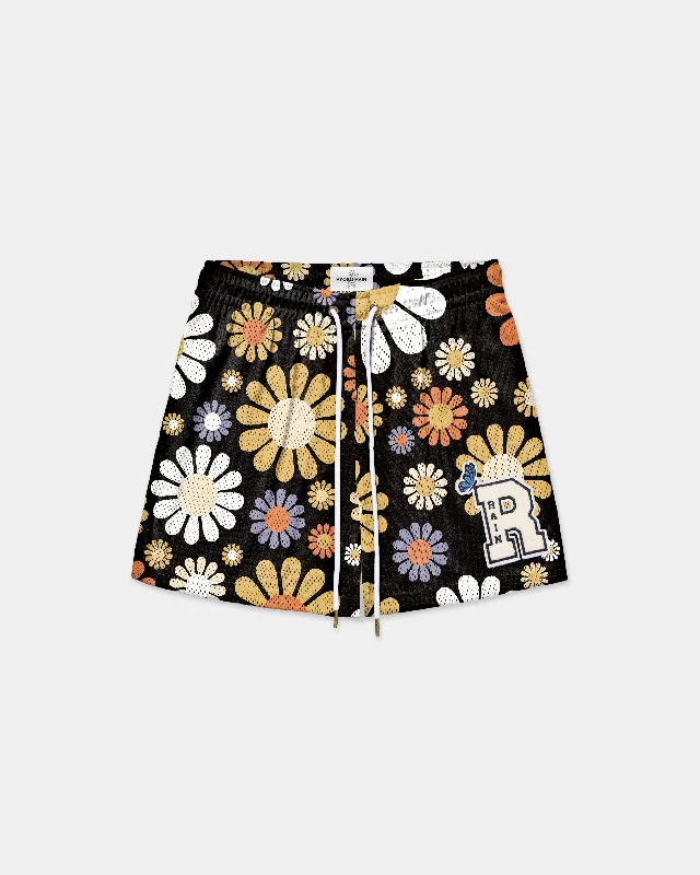 Printed Floral Women Shorts for a Summer - Ready StyleSUMMER RAIN - BLACK