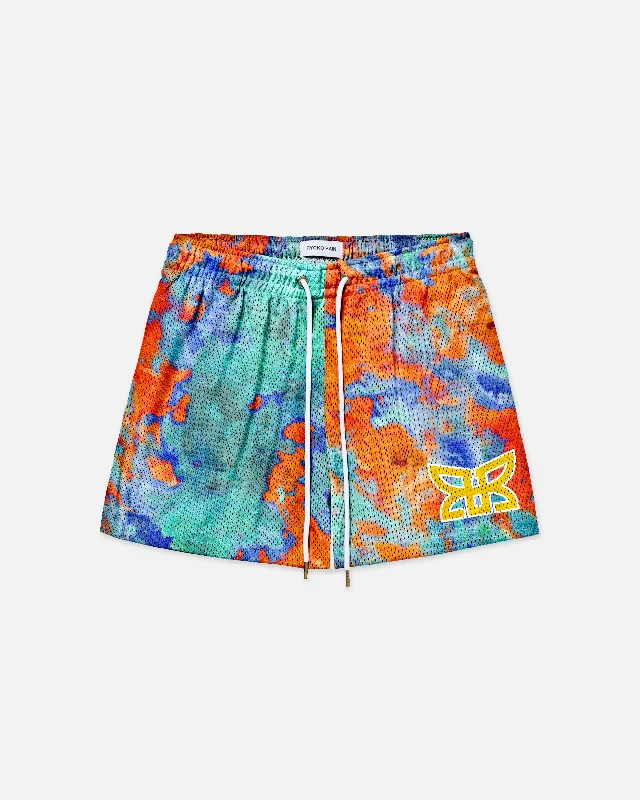 Cuffed Women Shorts for a Laid - Back and Trendy LookSUMMER TIE DYE - ORANGE/TEAL