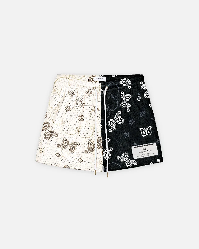 Plus Size Women Shorts with a Comfortable and Stylish FitTWO-TONE PAISLEY MESH SHORTS