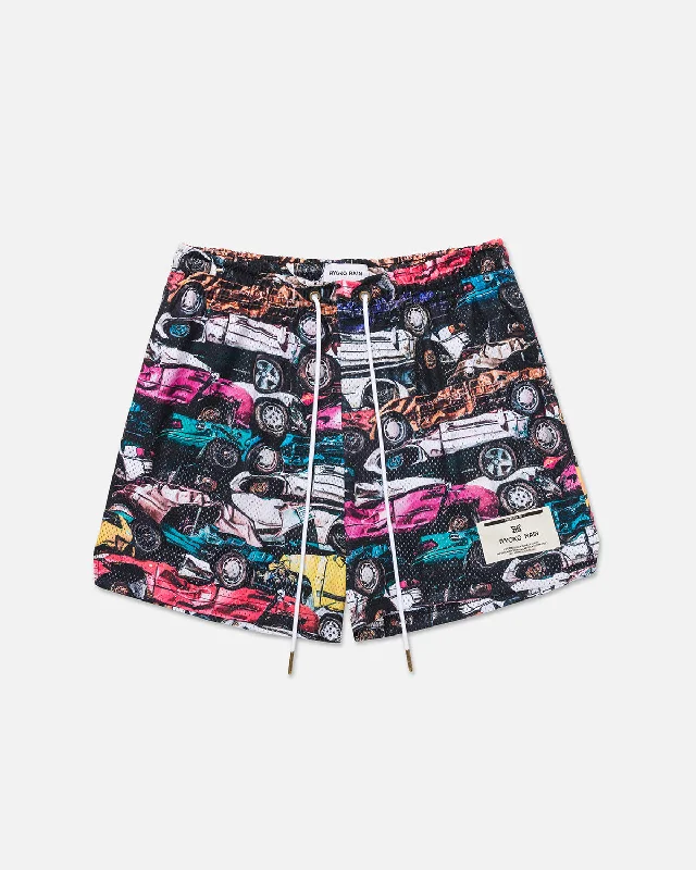 Linen Women Shorts for Breathable Comfort in Hot WeatherVINTAGE STACKED CARS