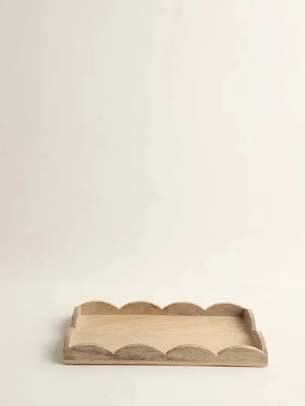 Twill Women Shorts with a Smooth Texture and DurabilityWestside Home Beige Scallop Small Tray Twill Women Shorts with a Smooth Texture and DurabilityWestside Home Beige Scallop Small Tray