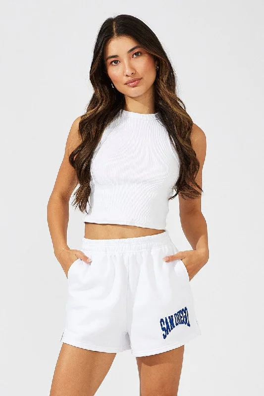 Plus Size Women Shorts with a Comfortable and Stylish FitWhite Track Shorts High Rise