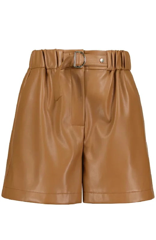 Embroidered Women Shorts with Intricate DesignsWomen's Cameron Vegan Leather Short In Latte Embroidered Women Shorts with Intricate DesignsWomen's Cameron Vegan Leather Short In Latte