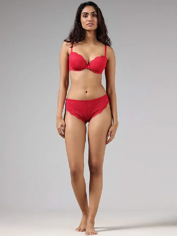 Cuffed Women Shorts for a Laid - Back and Trendy LookWunderlove Dark Red Cotton Blend Lace Insert Brazilian Brief Cuffed Women Shorts for a Laid - Back and Trendy LookWunderlove Dark Red Cotton Blend Lace Insert Brazilian Brief