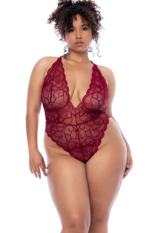 Neon Bodysuits to Stand Out at PartiesPlunge Neckline Bodysuit in Wavy Lace