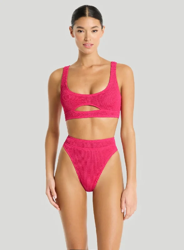 Convertible bikini that can be worn in multiple styles for versatilityBond Eye: Savannah Bikini Brief Raspberry