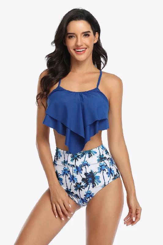 Swim sets with a halter neck for a stylish and secure fitBotanical Print Ruffled Two-Piece Swimsuit Swim sets with a halter neck for a stylish and secure fitBotanical Print Ruffled Two-Piece Swimsuit