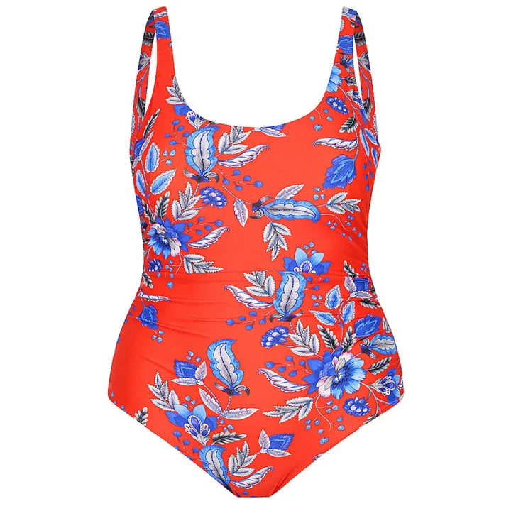 Plus size swimwear for beach vacationsCapriosca Cherry Blossom Scoop One Piece