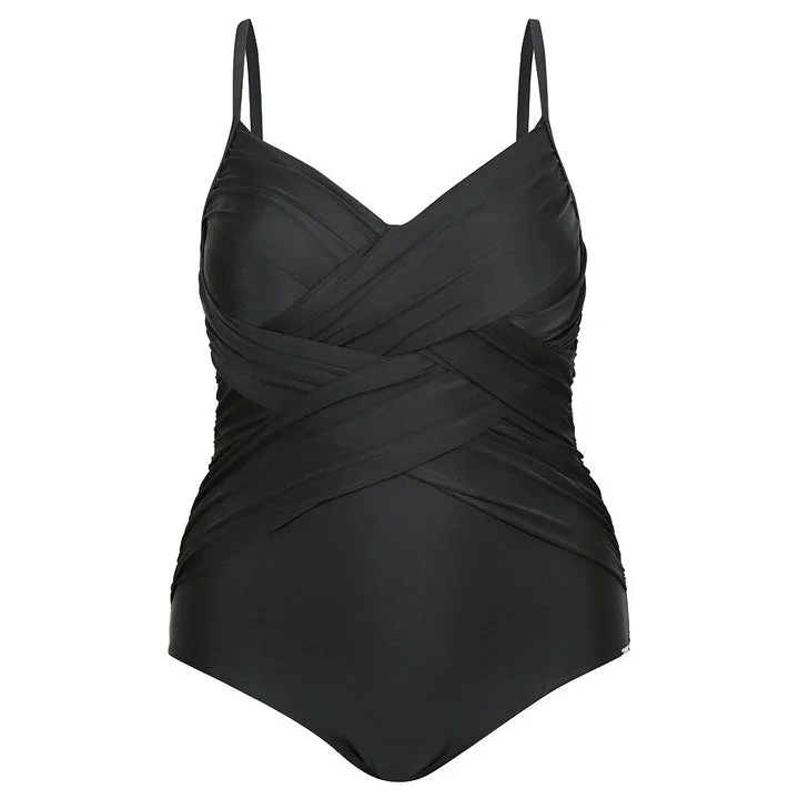 Plus size swimsuits with ombre designsCapriosca Criss Cross 1-Piece