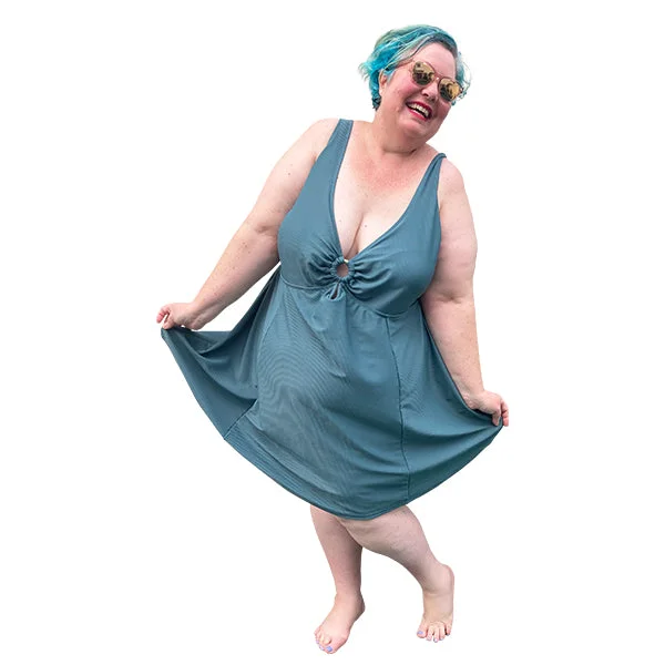 Plus size retro swimsuits with vintage flairEco All In One Plus Size Swimdress
