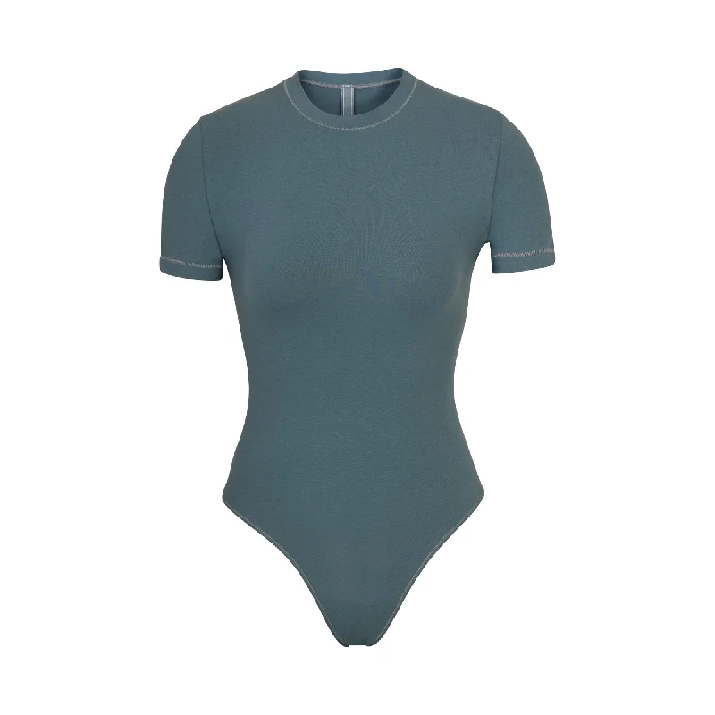 Compression Bodysuits for Post - Workout RecoveryCOTTON JERSEY T-SHIRT BODYSUIT | KYANITE