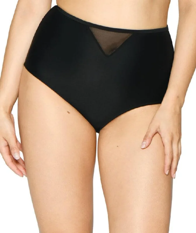 Ruched bikini with fabric gathers for a slimming effectCurvy Kate Sheer Class High Waist Brief - Black Ruched bikini with fabric gathers for a slimming effectCurvy Kate Sheer Class High Waist Brief - Black