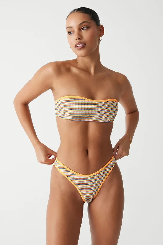 Tie - side bikini bottoms for an adjustable and stylish fitDove Striped Ribbed Bikini Bottom