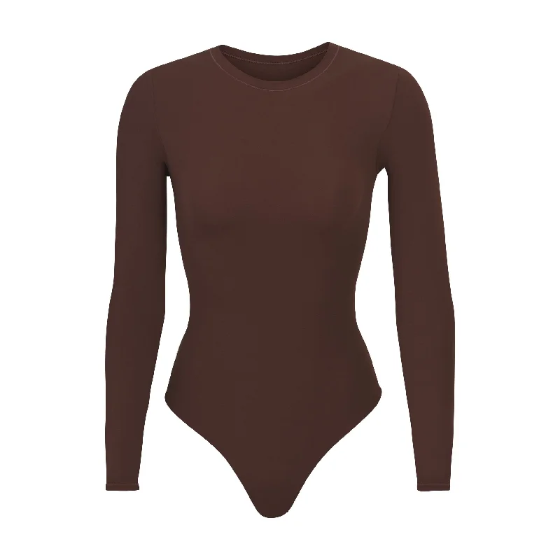 Lace Bodysuits for a Sexy and Elegant Bedroom LookFITS EVERYBODY LONG SLEEVE CREW NECK BODYSUIT | COCOA