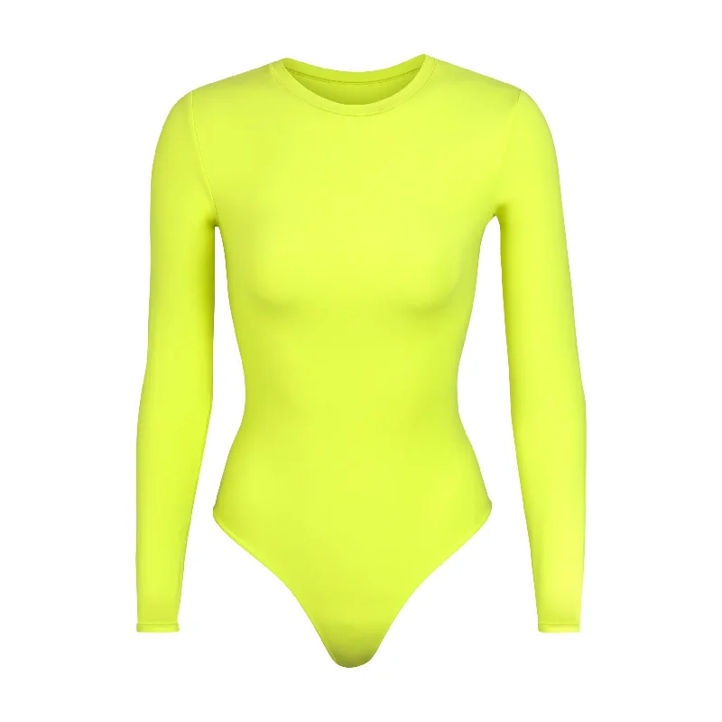 Lace Bodysuits for a Sexy and Elegant Bedroom LookFITS EVERYBODY LONG SLEEVE CREW NECK BODYSUIT | NEON LIME