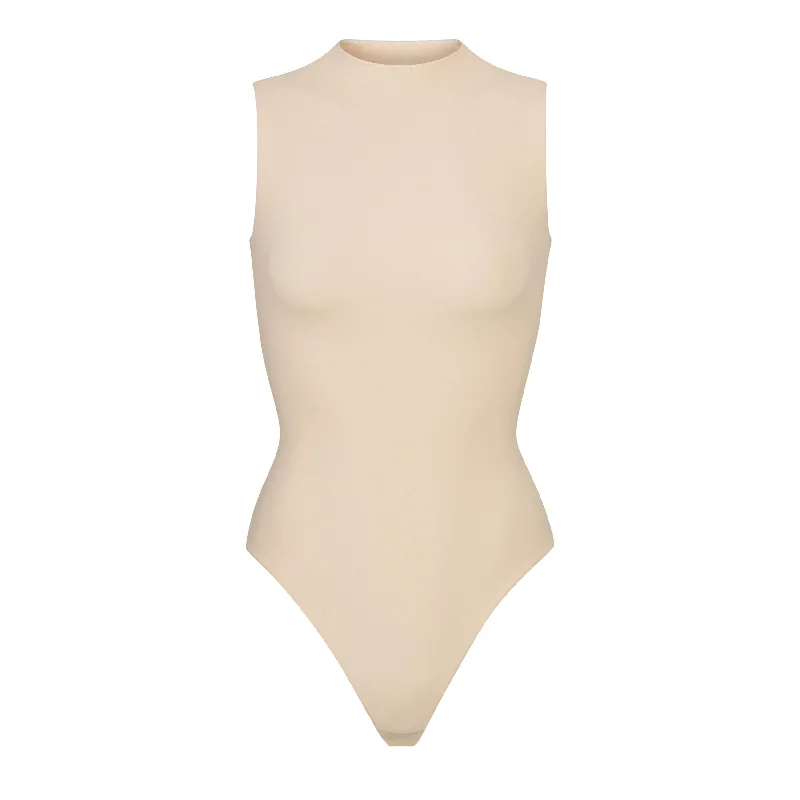Cut - Out Bodysuits for a Trendy and Fashion - Forward StyleFITS EVERYBODY SLEEVELESS MOCK NECK BODYSUIT | SAND