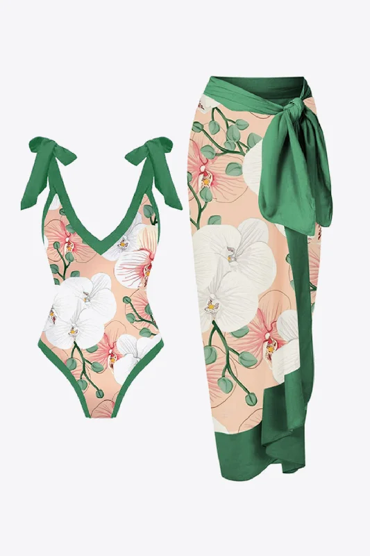 Bikini swim sets with high - waisted bottoms for a retro styleFloral V-Neck Two-Piece Swim Set Bikini swim sets with high - waisted bottoms for a retro styleFloral V-Neck Two-Piece Swim Set