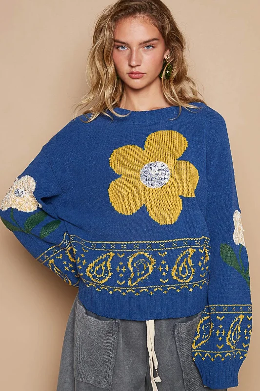 Mesh Bodysuits for a Bold and Edgy Fashion StatementFlower Lace Patch Long Sleeve Sweater Mesh Bodysuits for a Bold and Edgy Fashion StatementFlower Lace Patch Long Sleeve Sweater