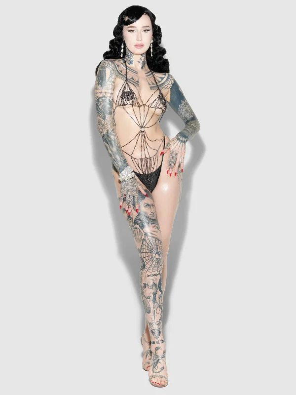 Button - Front Bodysuits with a Classic and Timeless AppealZiggy Rhinestone Teddy