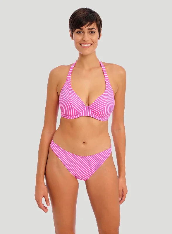 Monokini - style bikini with a unique one - piece - meets - bikini designFreya Swimwear: Jewel Cove High Leg Bikini Brief Stripe Raspberry Monokini - style bikini with a unique one - piece - meets - bikini designFreya Swimwear: Jewel Cove High Leg Bikini Brief Stripe Raspberry