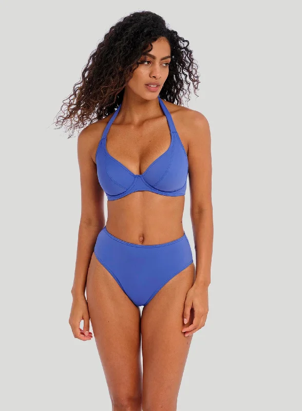 Sustainable bikini made from recycled materials for eco - conscious beachgoersFreya Swimwear: Jewel Cove High Waist Bikini Brief Plain Azure