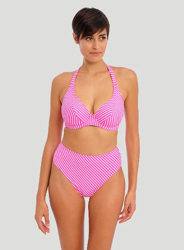 Floral - printed bikini for a feminine and colorful beach vibeFreya Swimwear: Jewel Cove High Waist Bikini Brief Stripe Raspberry Floral - printed bikini for a feminine and colorful beach vibeFreya Swimwear: Jewel Cove High Waist Bikini Brief Stripe Raspberry