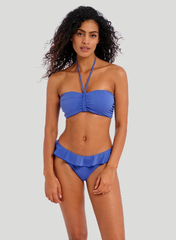 Ruched bikini with fabric gathers for a slimming effectFreya Swimwear: Jewel Cove Italini Bikini Brief Plain Azure