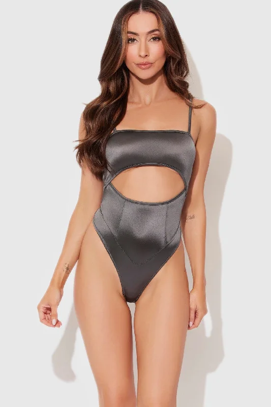 Compression Bodysuits for Post - Workout RecoveryZoe Slick Cutout Scoop Back Bodysuit