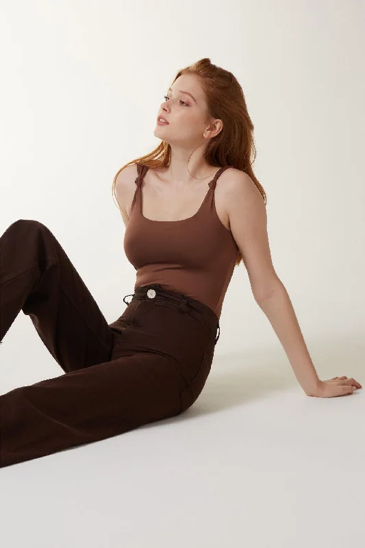 Cut - Out Bodysuits for a Trendy and Fashion - Forward StyleIVA Body - Mocha