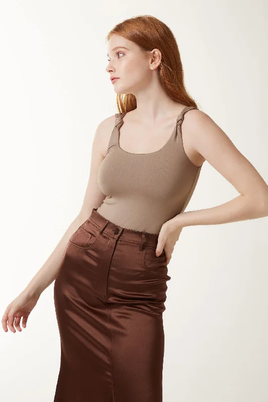 Crop Bodysuits to Pair with High - Waisted BottomsIVA Body - Taupe
