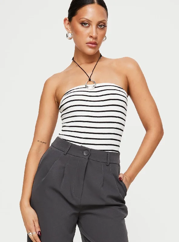 Crop Bodysuits to Pair with High - Waisted BottomsLeopold Strapless Bodysuit Black / White Crop Bodysuits to Pair with High - Waisted BottomsLeopold Strapless Bodysuit Black / White