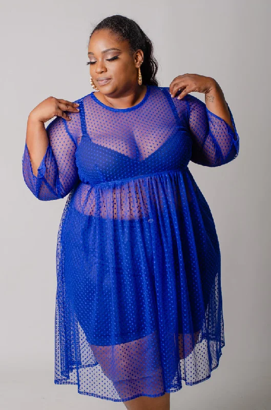 Plus size swimsuits for tropical getawaysMirage Sheer Top - Blue