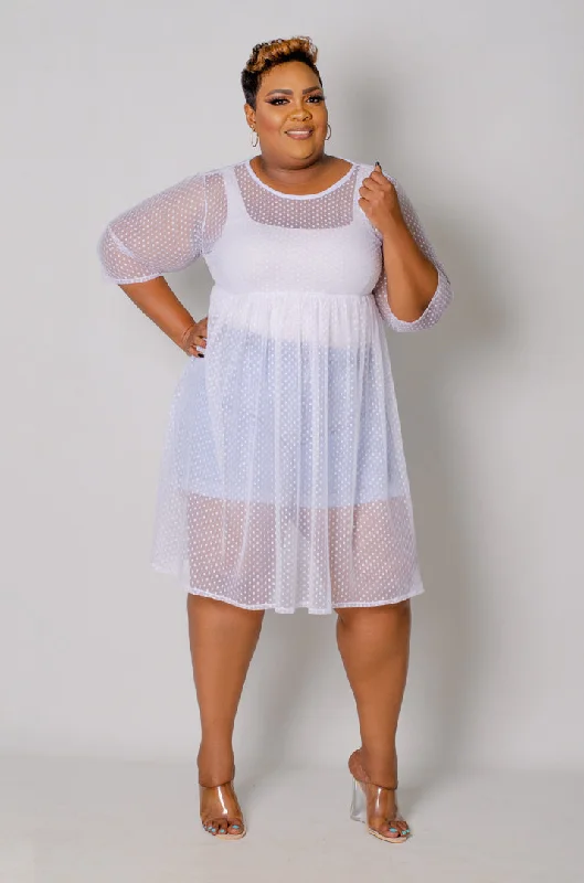 Plus size swimwear with removable paddingMirage Sheer Top - White