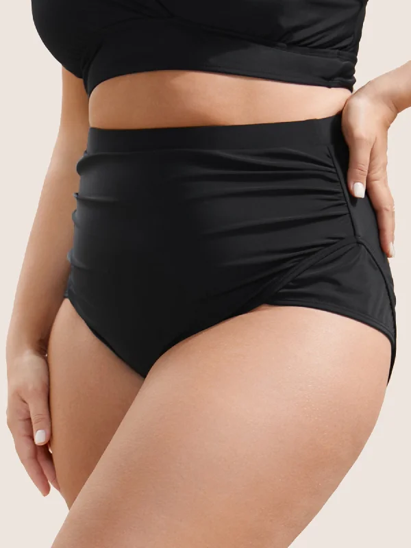 Swim sets with ruffles for a feminine touchPlain Patchwork Ruched Swim Bottom