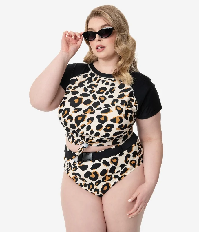 Plus size swimsuits for broad shouldersPlus Size Leopard Print Belted Swim Bottom