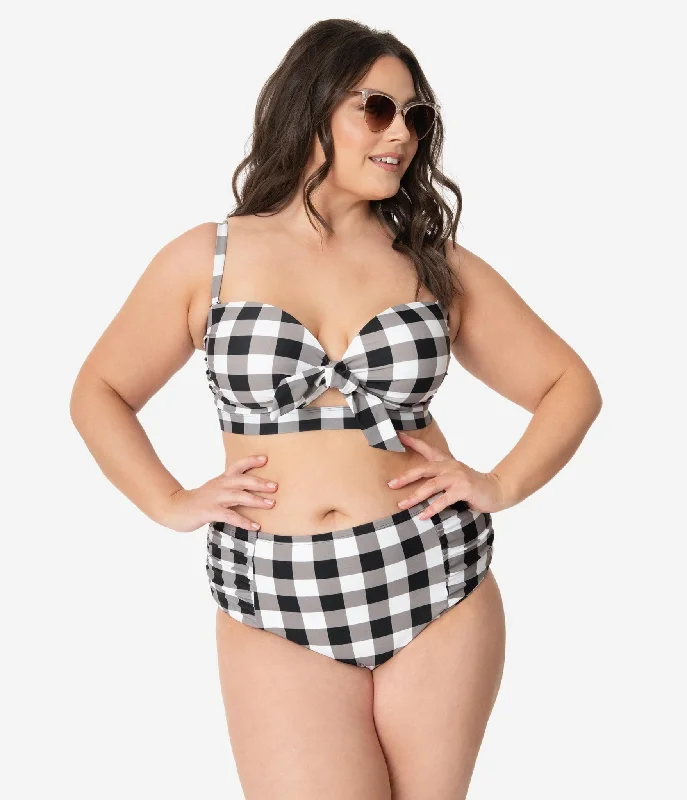 Plus size swimsuits with lace detailingPlus Size Retro Style Black & White Gingham Swim Bottom Plus size swimsuits with lace detailingPlus Size Retro Style Black & White Gingham Swim Bottom