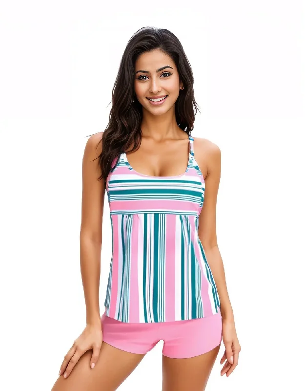 Plus size swimwear made with stretchy fabricRari Tankini: Pink