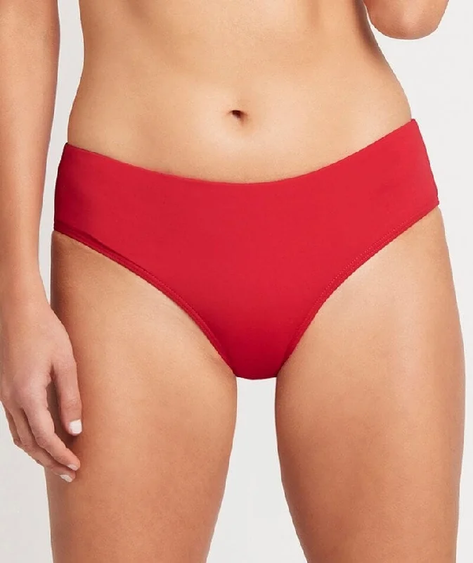 Neon - colored bikini to stand out on the beachSea Level Eco Essentials Mid Bikini Brief - Red