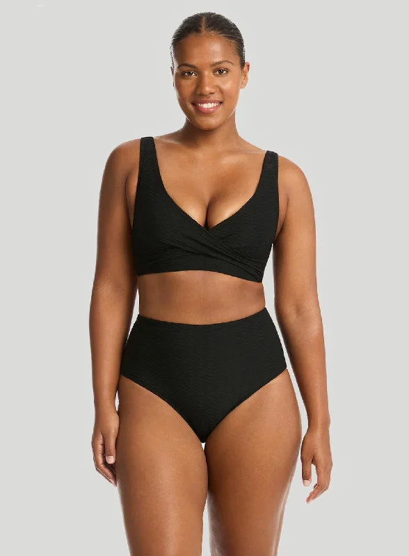 Convertible bikini that can be worn in multiple styles for versatilitySea Level: Honeycomb High Waist Bikini Pant Black Convertible bikini that can be worn in multiple styles for versatilitySea Level: Honeycomb High Waist Bikini Pant Black