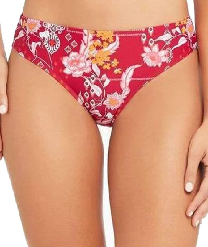 Ruched bikini with fabric gathers for a slimming effectSea Level Jardin High Leg Mid Rise Bikini Brief - Red
