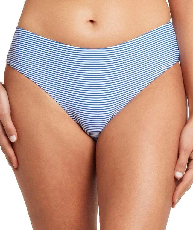Push - up bikini top to enhance the bust for a confident beach appearanceSea Level Positano Stripe Mid Bikini Brief - Azure