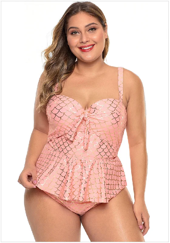 Plus size swimwear with polka dots for playful looksSea Shell Plus Size Tankini : Pink Plus size swimwear with polka dots for playful looksSea Shell Plus Size Tankini : Pink